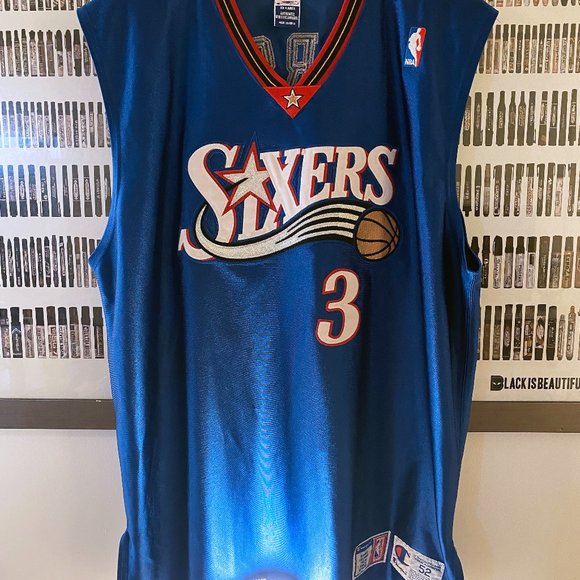champion Other - Champion - Allen Iverson Philadelphia 76ers Authentic Jersey (52) BLUE ALTERNATE